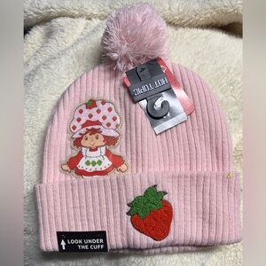 Pink Beanie with Strawberry Patch